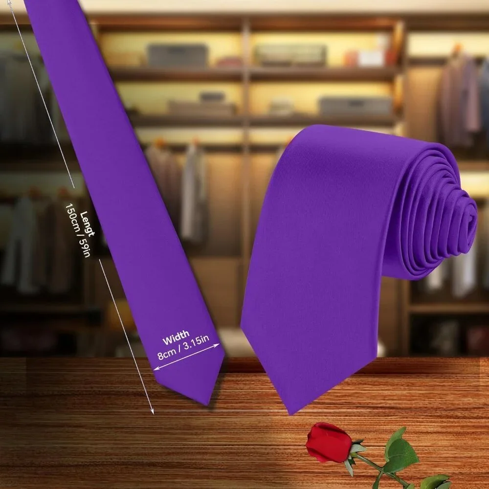 Men's Purple Solid Pure Color Formal 3.15